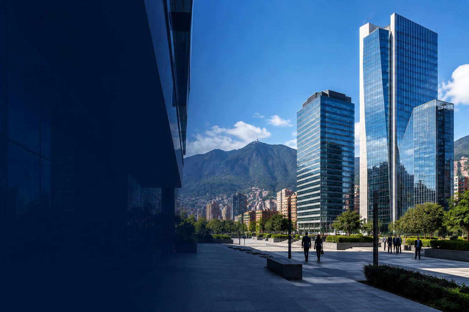 Edificios empresariales y montañas de Bogotá, Colombia